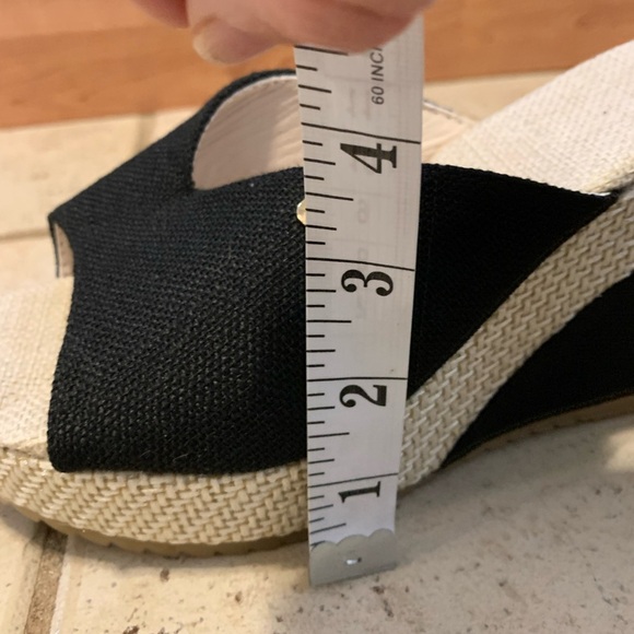 Hong Black Raffia Jute Wedge Espadrille Platform Sandals Size 39 - Picture 8 of 9